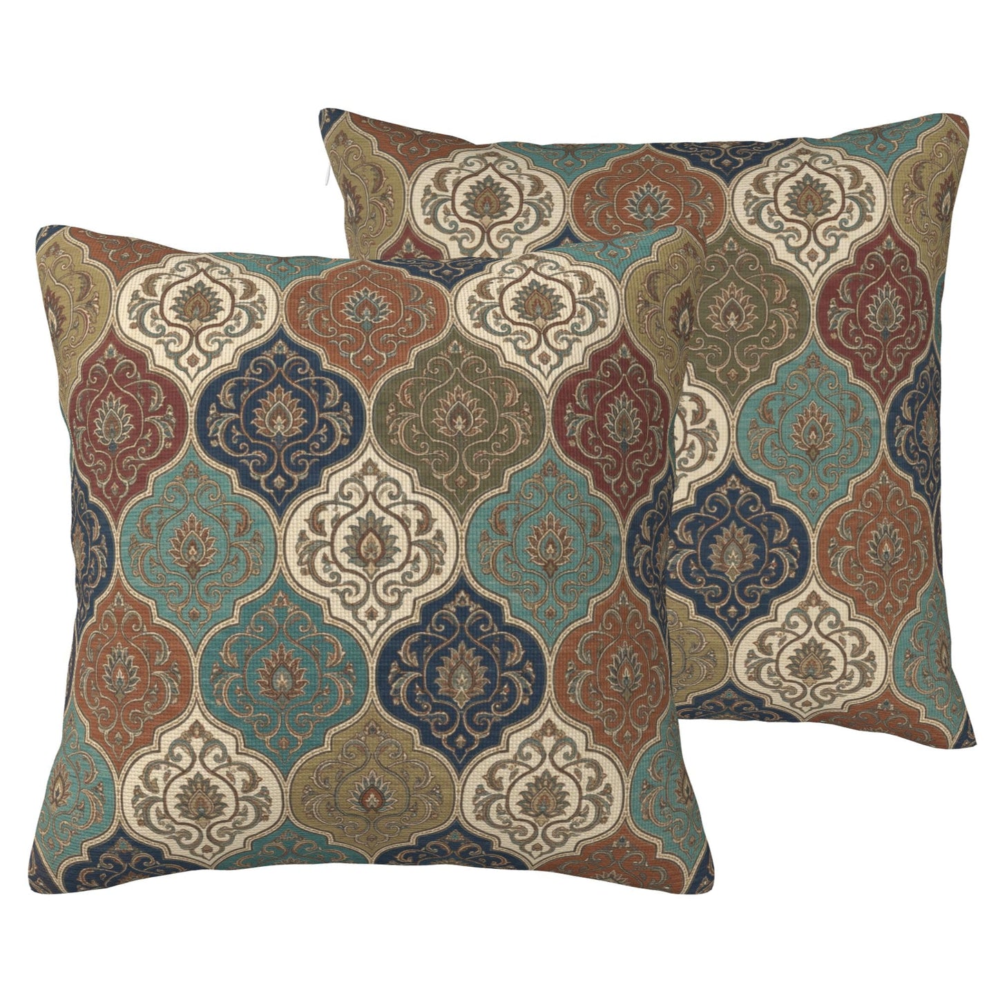 Boho Water-Resistant Outdoor Pillow Covers, Set of 2 — Turquoise Rust