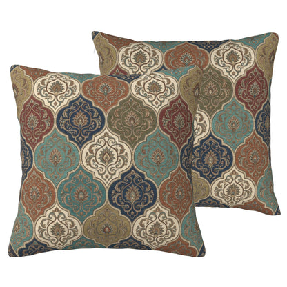 Boho Water-Resistant Outdoor Pillow Covers, Set of 2 — Turquoise Rust