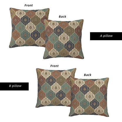 Boho Water-Resistant Outdoor Pillow Covers, Set of 2 — Turquoise Rust