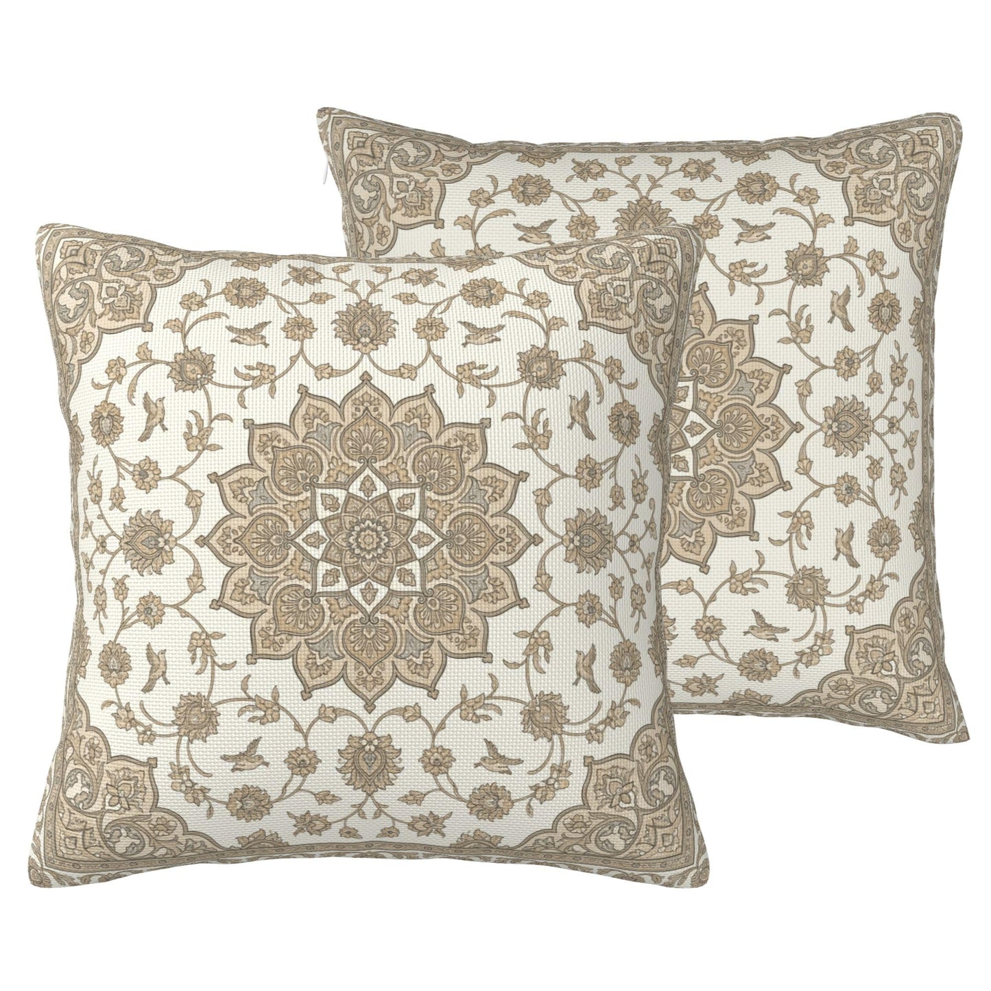 Boho Water-Resistant Outdoor Pillow Covers, Set of 2 — Beige