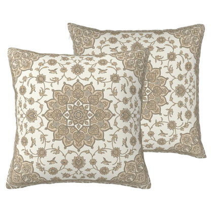 Boho Water-Resistant Outdoor Pillow Covers, Set of 2 — Beige