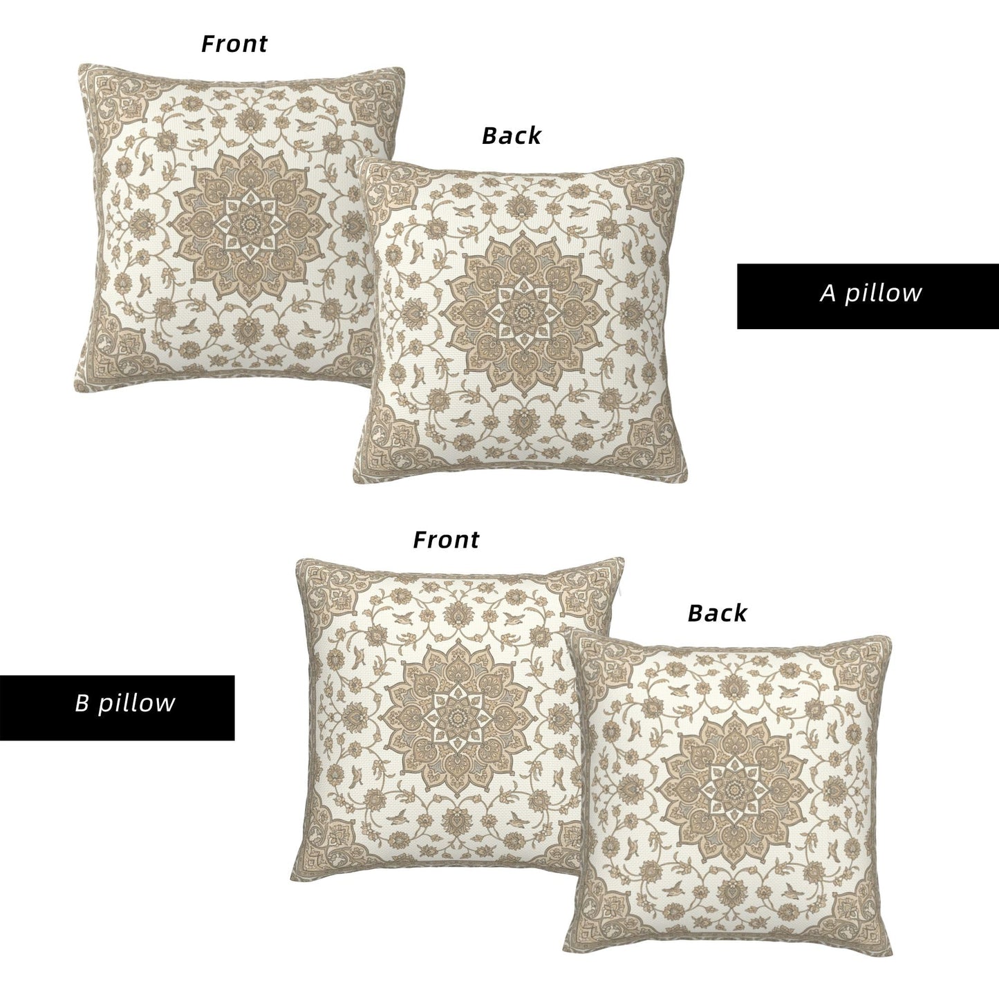 Boho Water-Resistant Outdoor Pillow Covers, Set of 2 — Beige