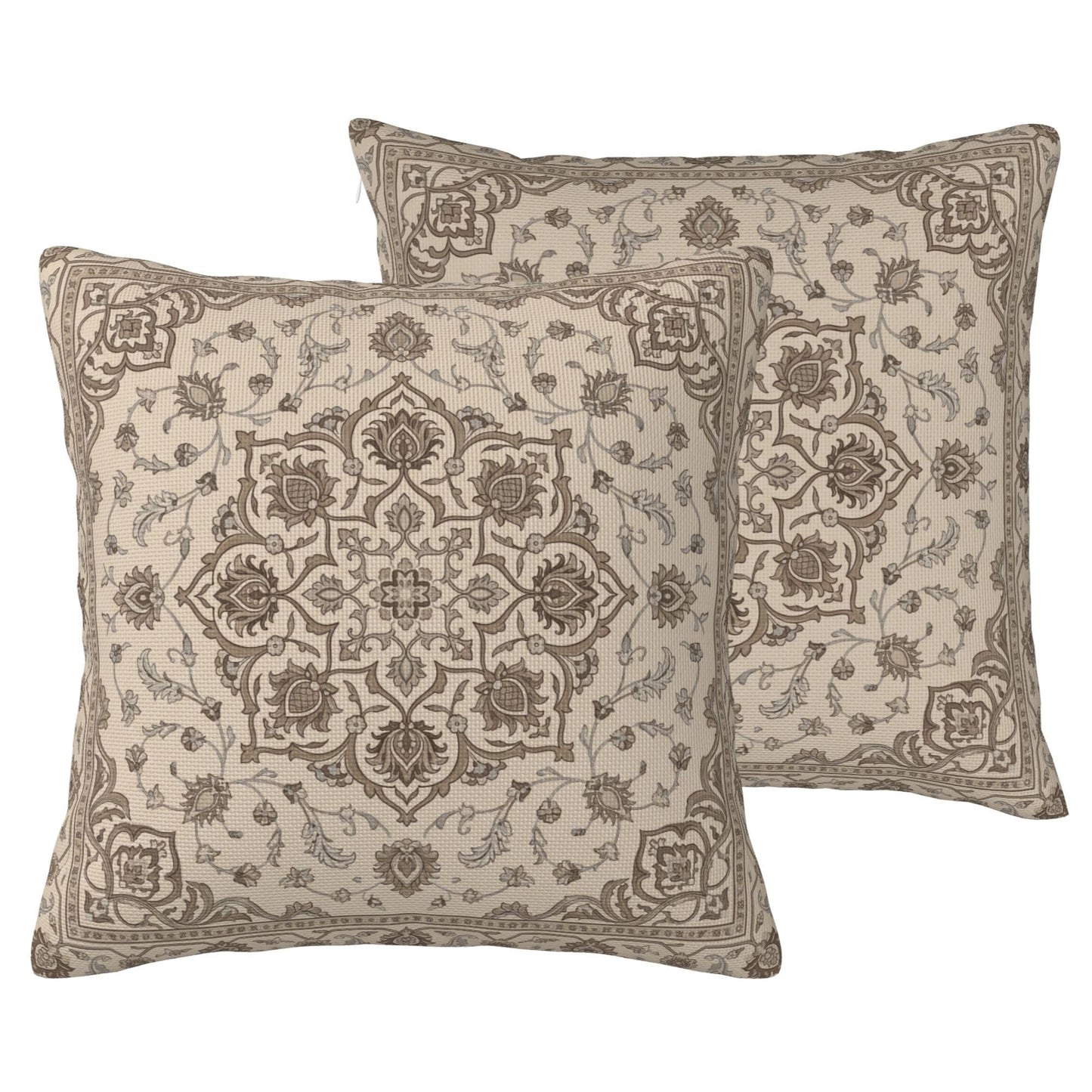 Boho Water-Resistant Outdoor Pillow Covers, Set of 2 — Taupe Grey