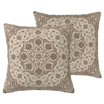 Boho Water-Resistant Outdoor Pillow Covers, Set of 2 — Taupe Grey