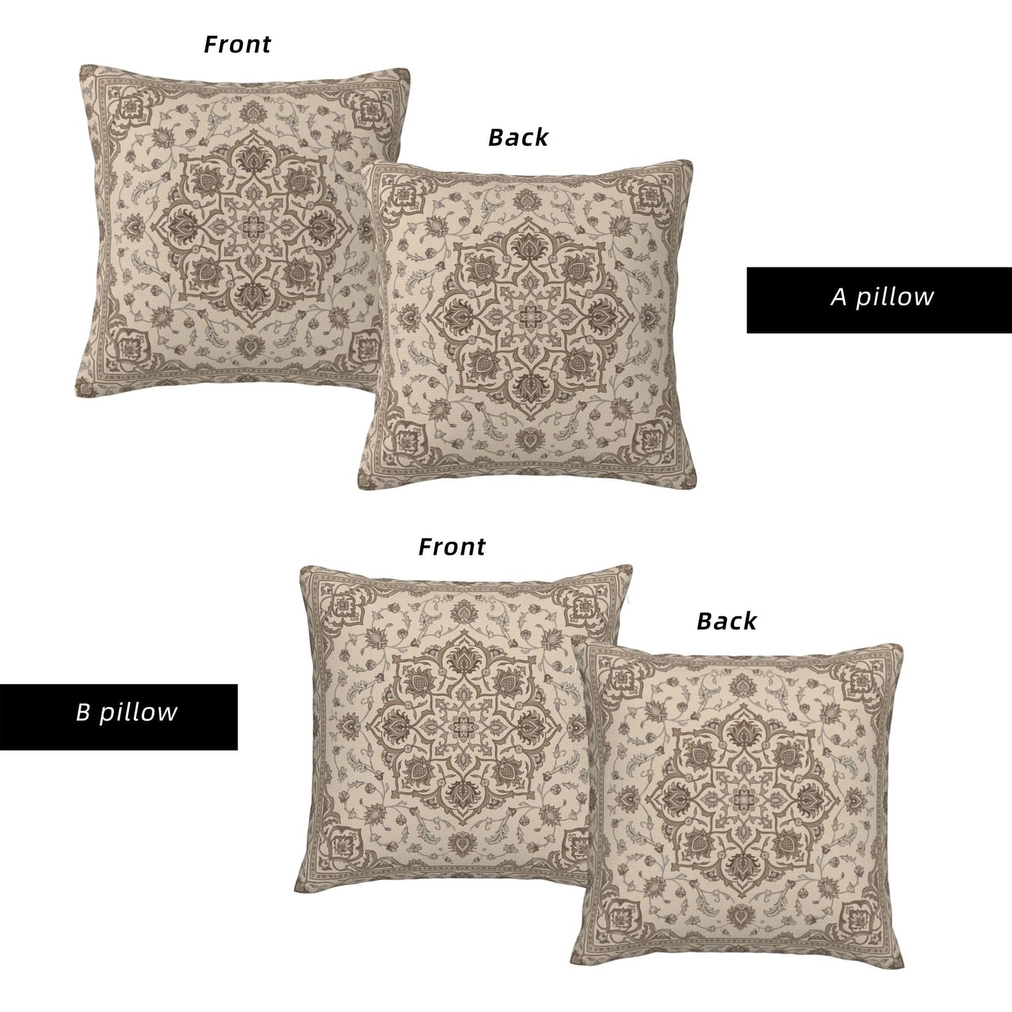 Boho Water-Resistant Outdoor Pillow Covers, Set of 2 — Taupe Grey