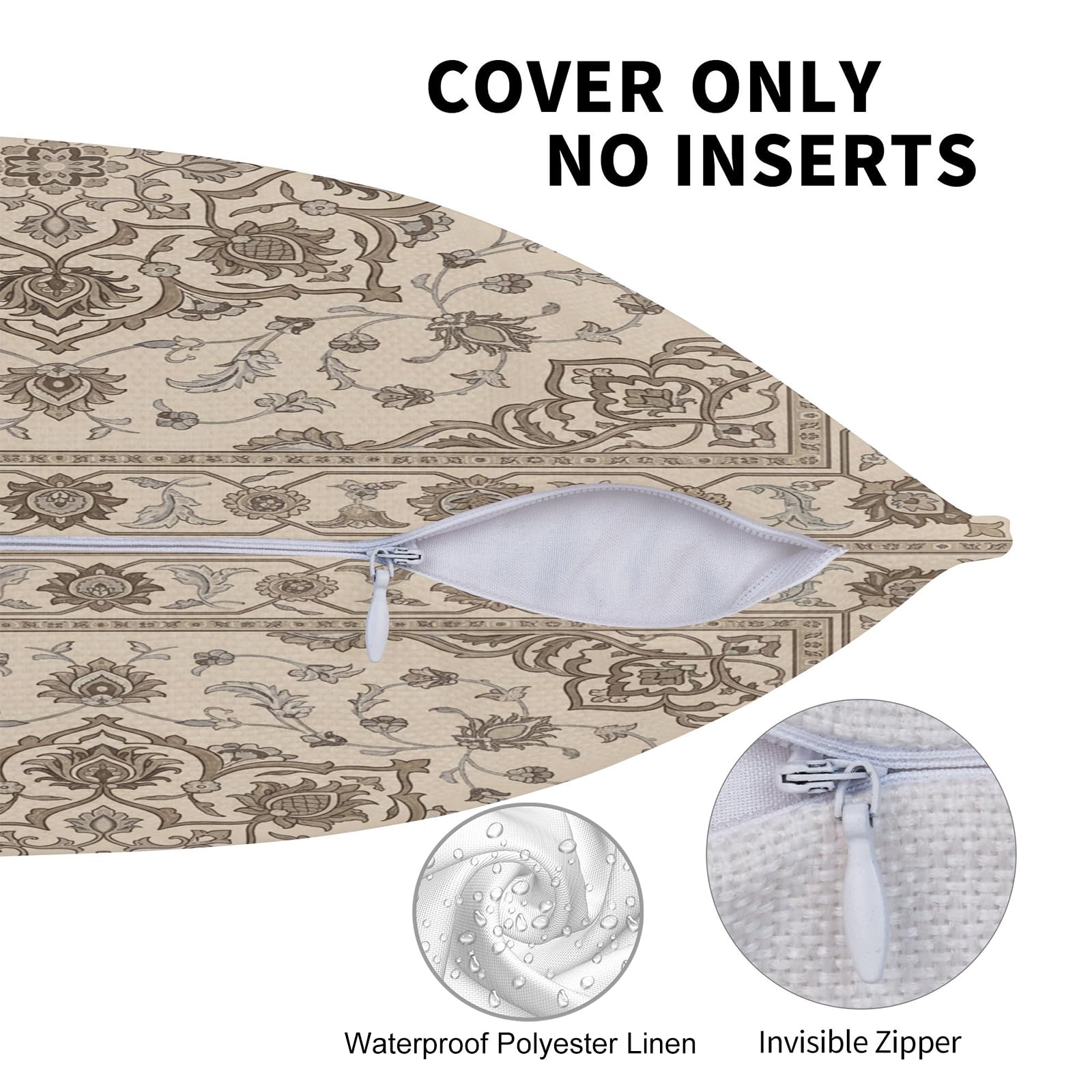 Boho Water-Resistant Outdoor Pillow Covers, Set of 2 — Taupe Grey