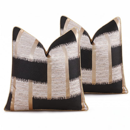 Geometric Jacquard Pillow Covers, Set of 2 — Black Jacquard