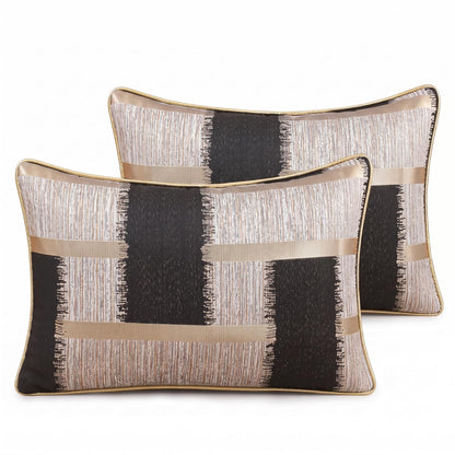 Geometric Jacquard Pillow Covers, Set of 2 — Black Jacquard
