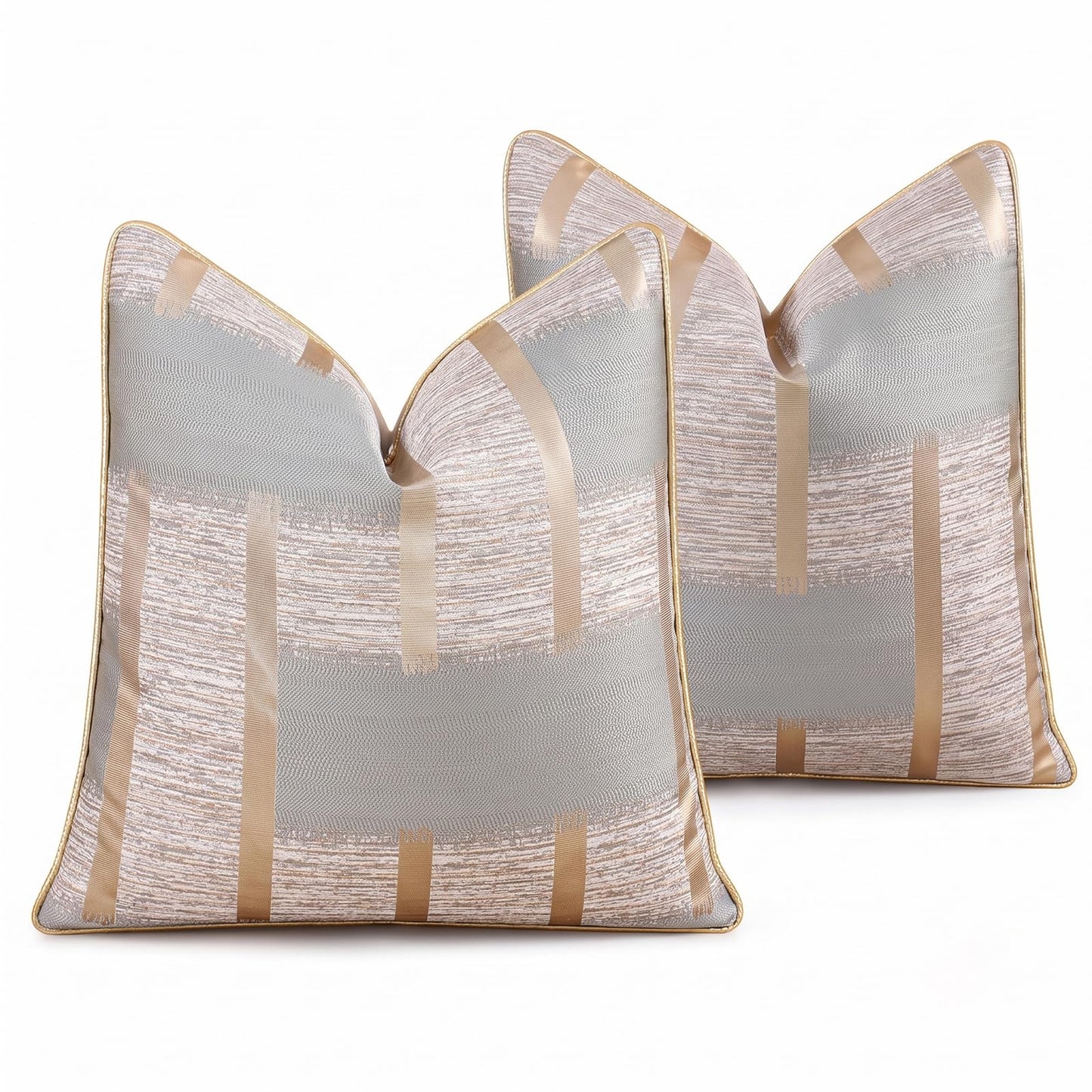 Geometric Jacquard Pillow Covers, Set of 2 — Grey Jacquard
