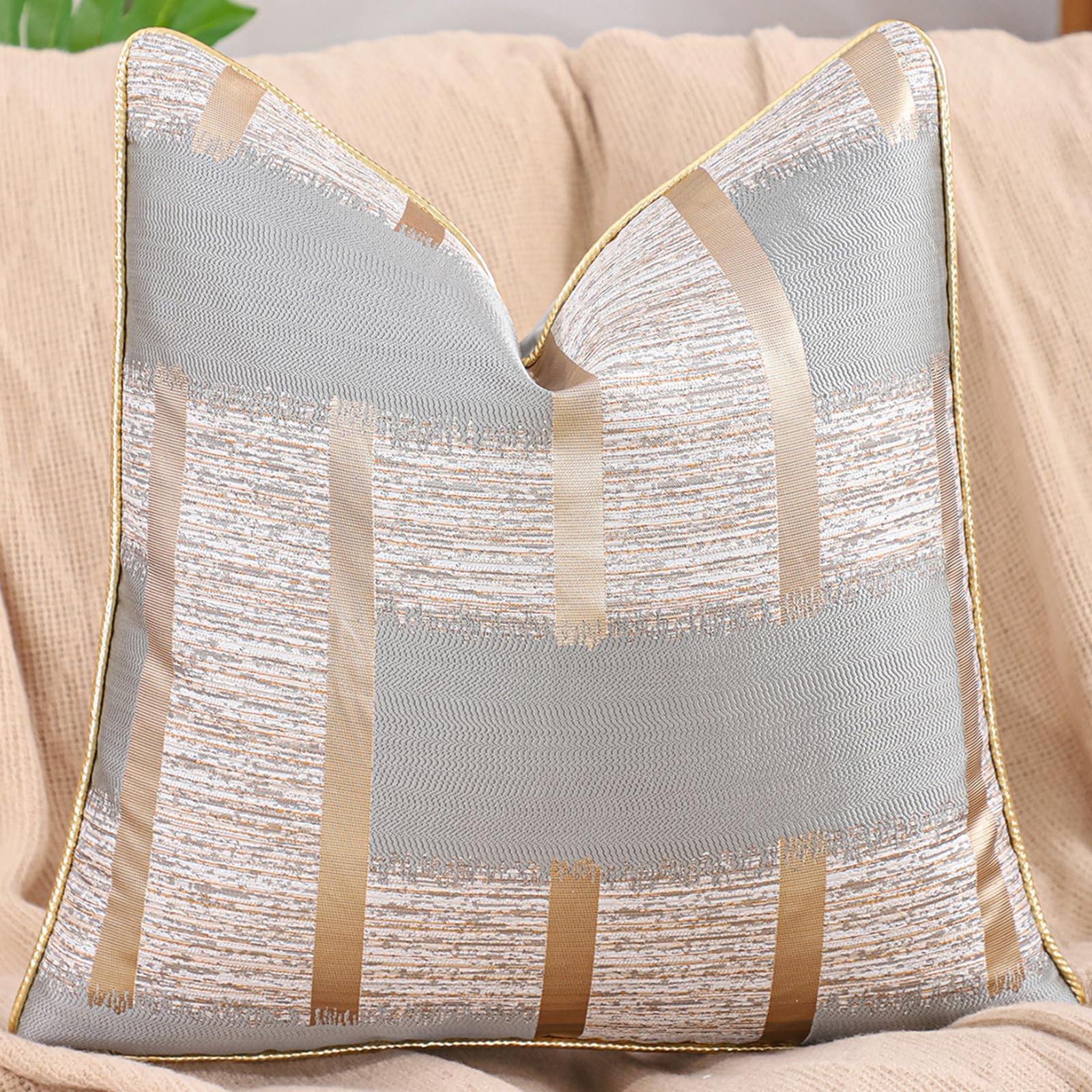 Geometric Jacquard Pillow Covers, Set of 2 — Grey Jacquard