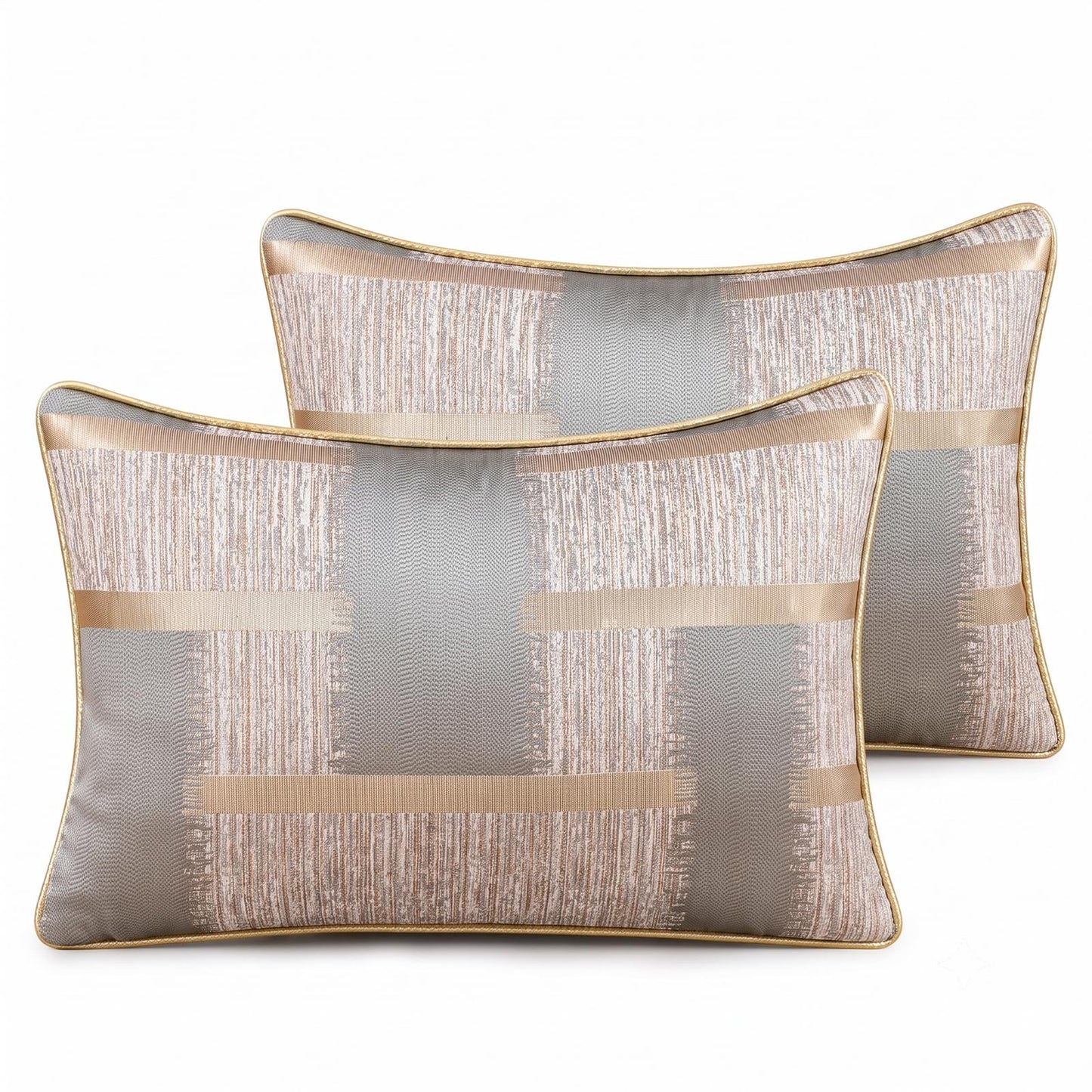 Geometric Jacquard Pillow Covers, Set of 2 — Grey Jacquard