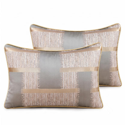 Geometric Jacquard Pillow Covers, Set of 2 — Grey Jacquard