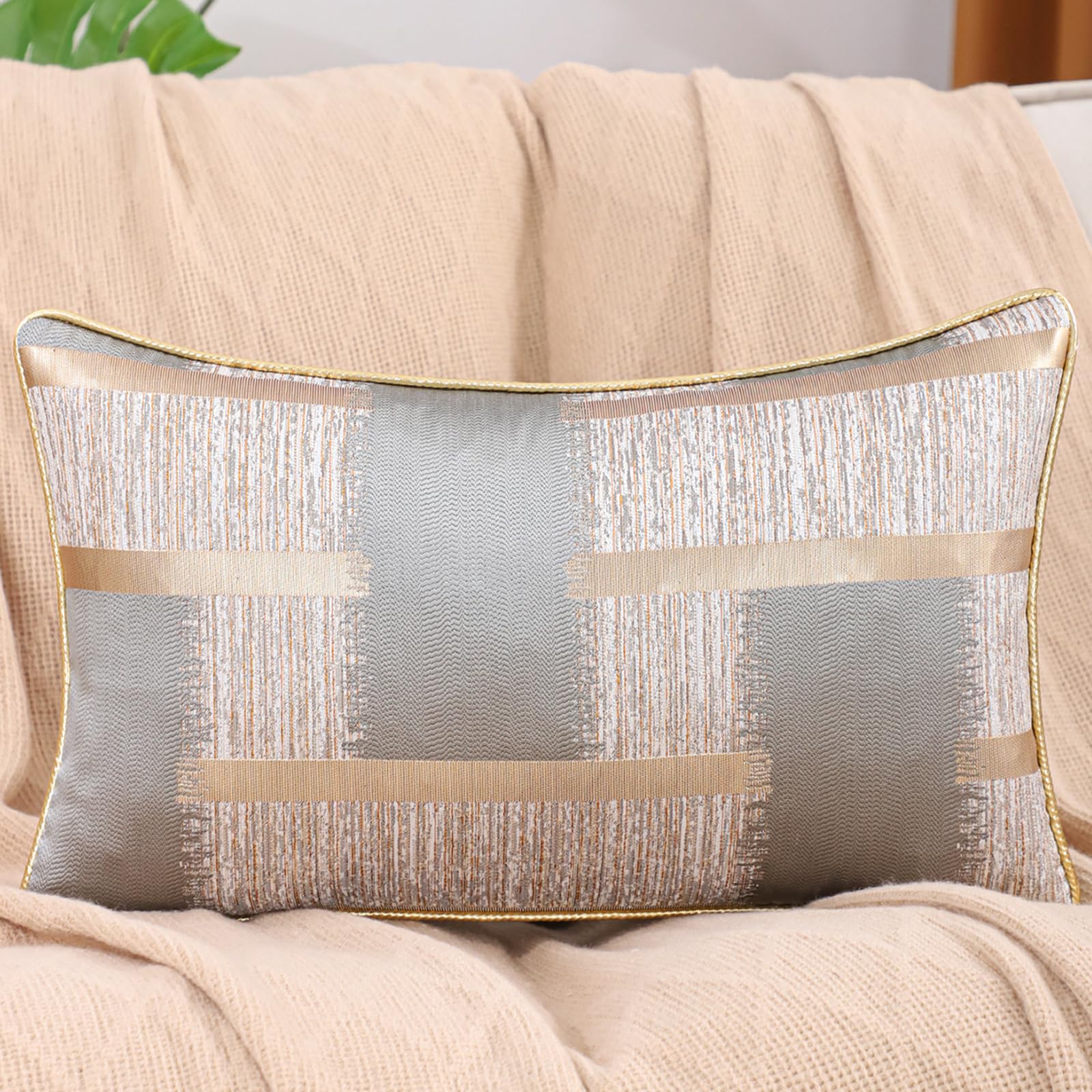 Geometric Jacquard Pillow Covers, Set of 2 — Grey Jacquard