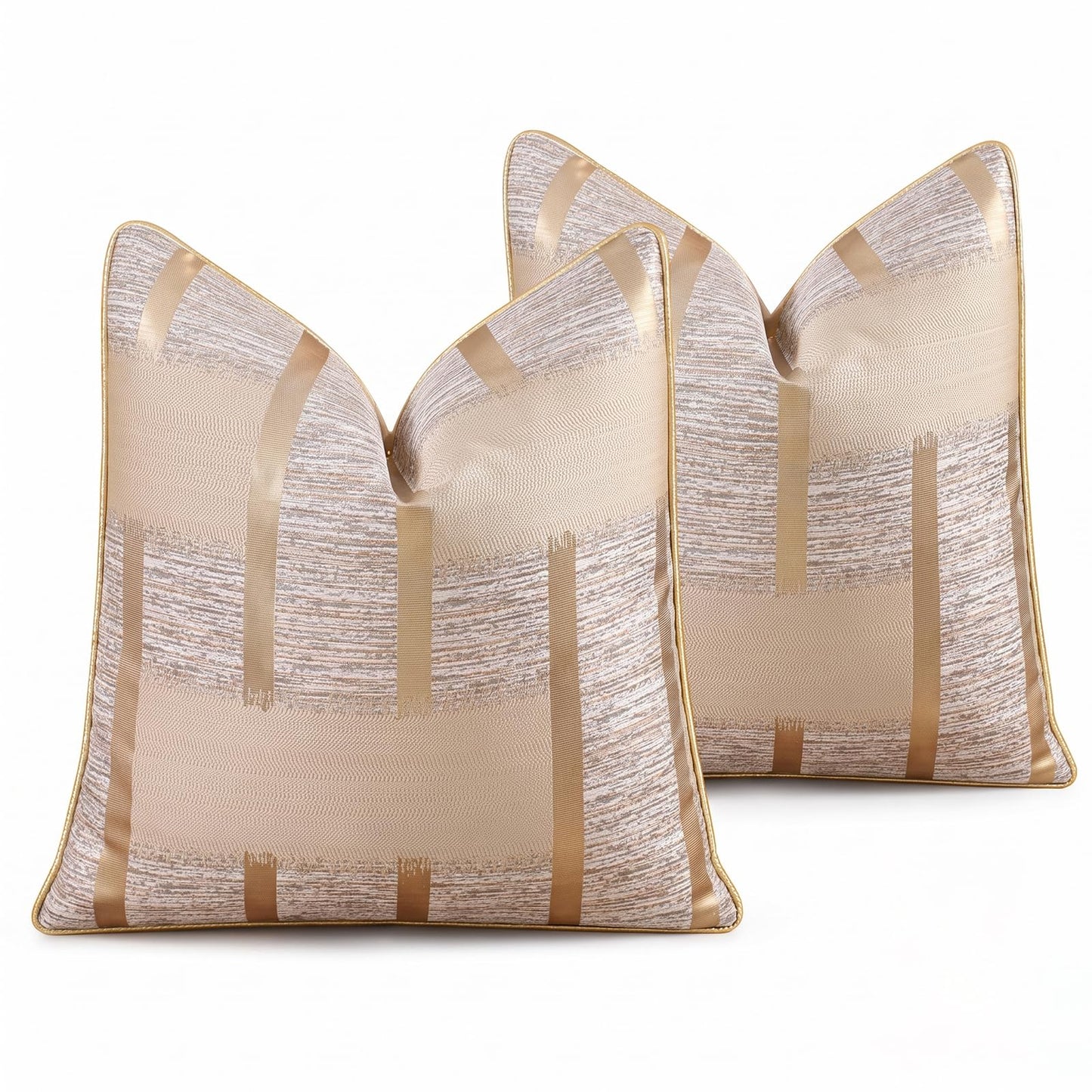 Geometric Jacquard Pillow Covers, Set of 2 — Gold Jacquard