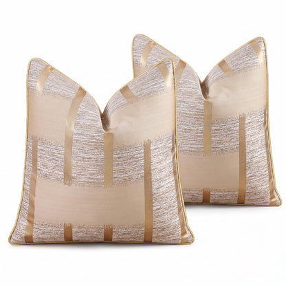 Geometric Jacquard Pillow Covers, Set of 2 — Gold Jacquard