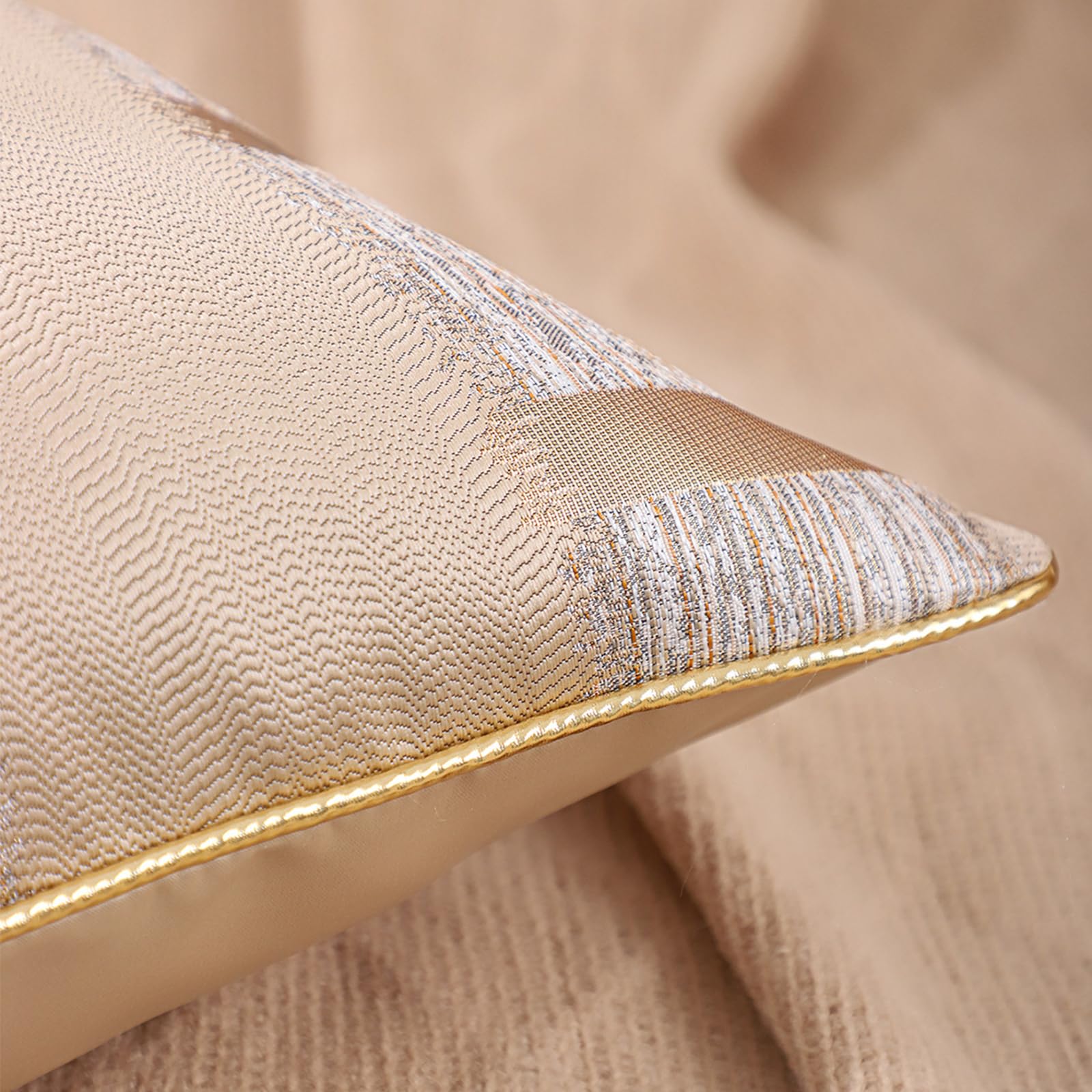 Geometric Jacquard Pillow Covers, Set of 2 — Gold Jacquard