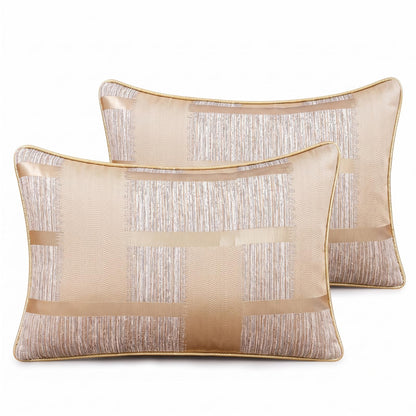 Geometric Jacquard Pillow Covers, Set of 2 — Gold Jacquard