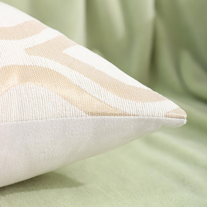 Chenille Jacquard Pillow Covers, Set of 2 — Ogee Wave Ivory Gold