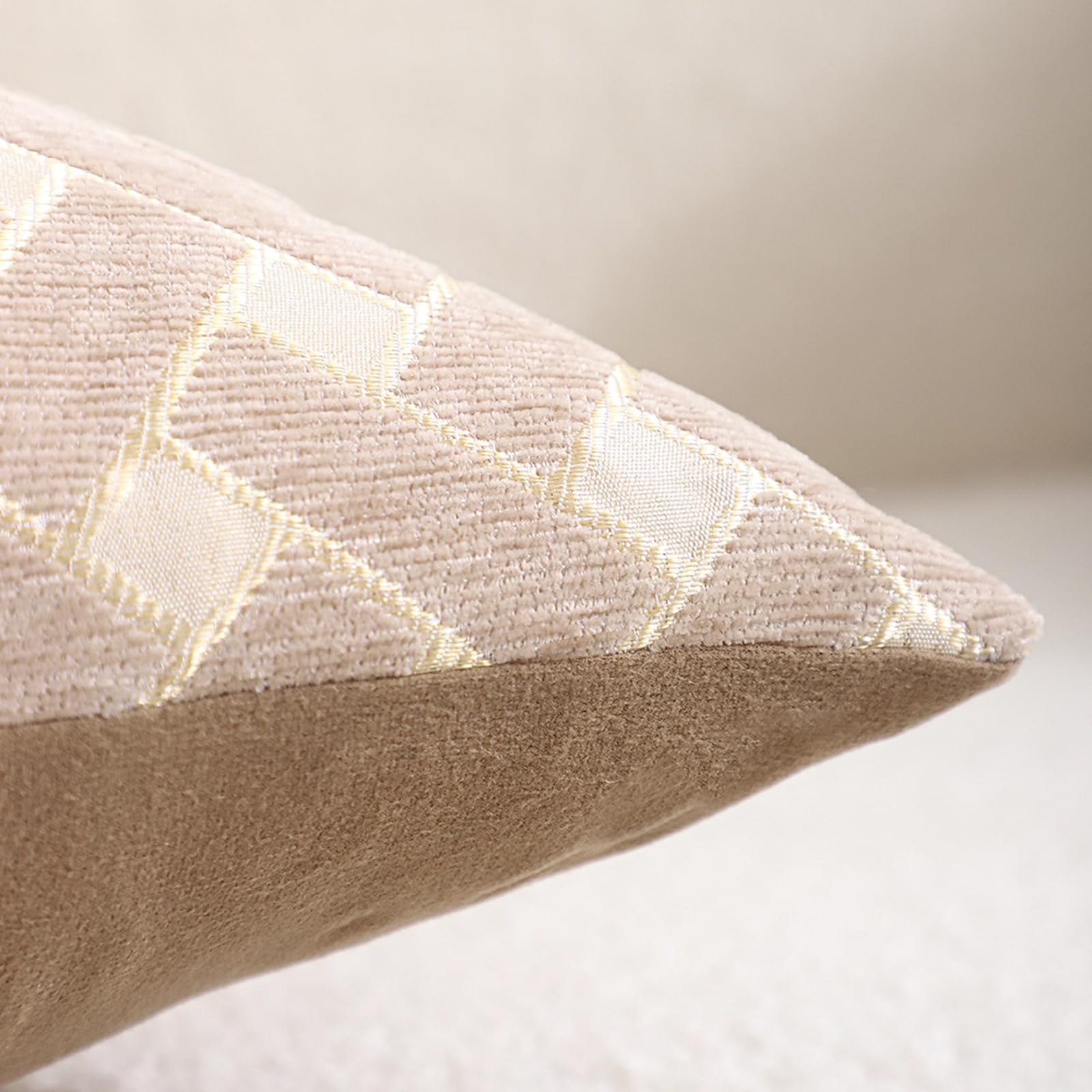 Chenille Jacquard Pillow Covers, Set of 2 — Herringbone Oatmeal Taupe