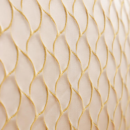 Dimensional Jacquard Pillow Covers with Gold Piping, Set of 2 — Ivory Gold
