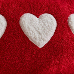 Textured Heart Pillow Covers - Red with White Heart