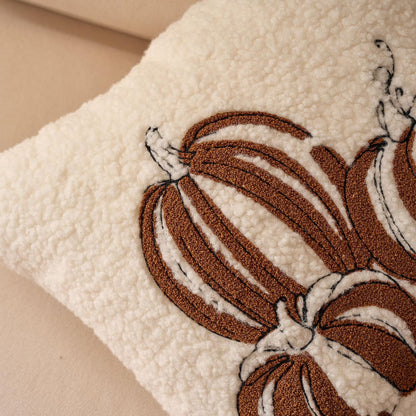 Textured Heart Pillow Covers - Ivory with Three Pumpkins