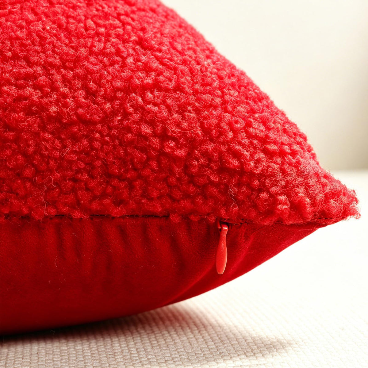 Textured Heart Pillow Covers - Christmas Red with Bow
