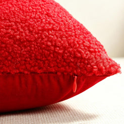 Textured Heart Pillow Covers - Christmas Red with Bow