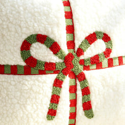 Textured Heart Pillow Covers - Ivory White with Bow