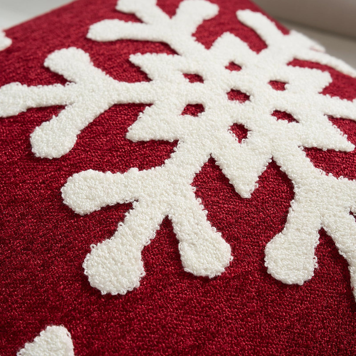 Tufted Snowflake Pillow Covers - Red Tufted Snowflake