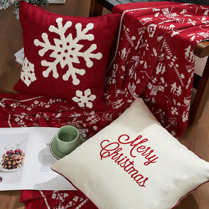 Tufted Snowflake Pillow Covers - Red Tufted Snowflake
