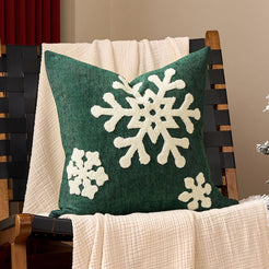 Tufted Snowflake Pillow Covers - Green Tufted Snowflake