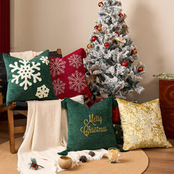 Tufted Snowflake Pillow Covers - Green Tufted Snowflake