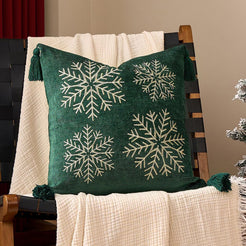 Tufted Snowflake Pillow Covers - Green Tasseled Snowflake