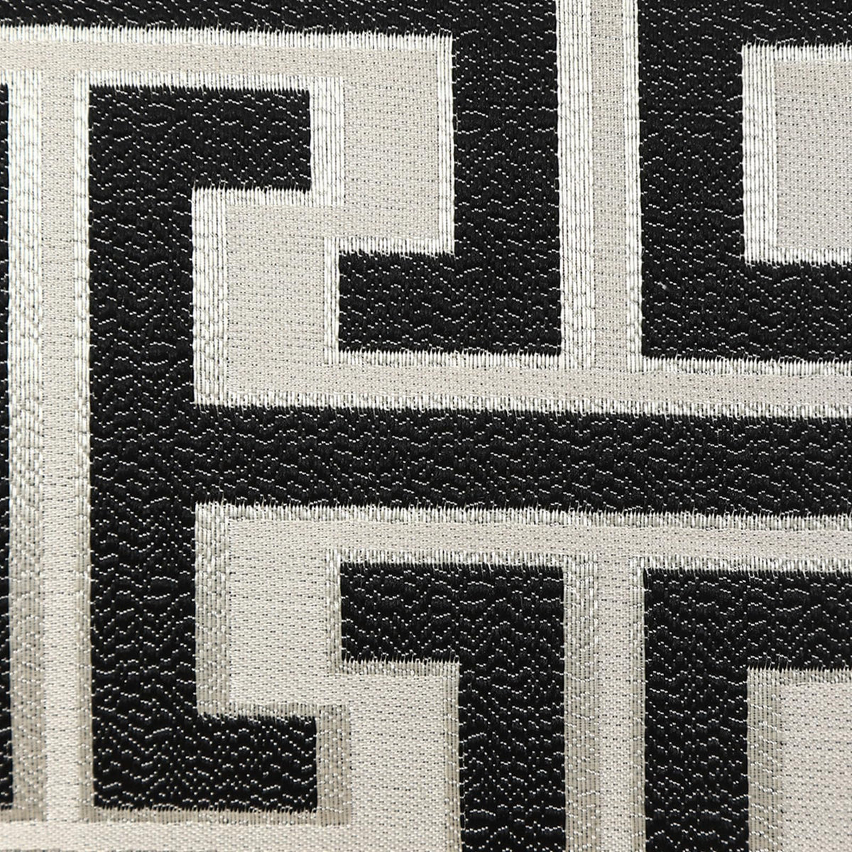 Geometric Jacquard Pillow Covers with Piping - Black