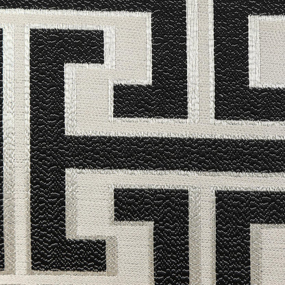 Geometric Jacquard Pillow Covers with Piping - Black