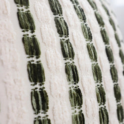 Striped Chenille Pillow Covers with Fringe - Dark Green