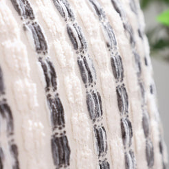 Striped Chenille Pillow Covers with Fringe - Grey