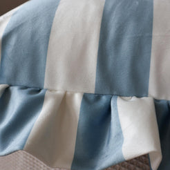 Ruffled Striped Velvet Pillow Covers - Light Blue and White
