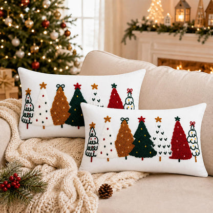Colorful Tufted Christmas Tree Pillow Covers - Colorful Christmas Tree