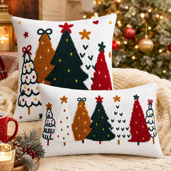 Colorful Tufted Christmas Tree Pillow Covers - Colorful Christmas Tree