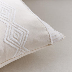 Embroidered Cotton-Blend Pillow Covers - Beige White