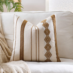 Embroidered Cotton-Blend Pillow Covers - Mustard Yellow