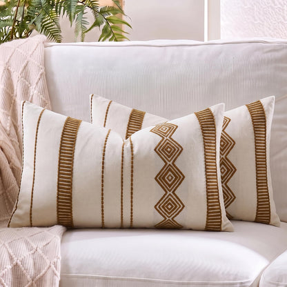 Embroidered Cotton-Blend Pillow Covers - Mustard Yellow