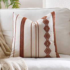 Embroidered Cotton-Blend Pillow Covers - Rust