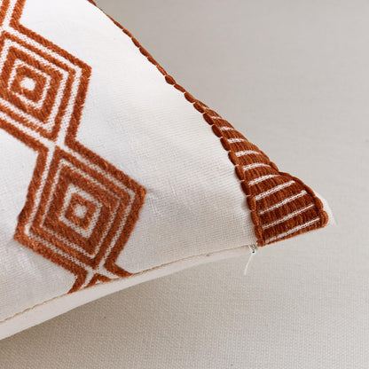 Embroidered Cotton-Blend Pillow Covers - Rust