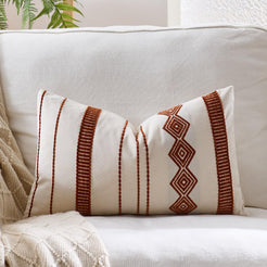 Embroidered Cotton-Blend Pillow Covers - Rust