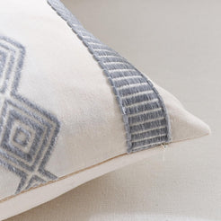 Embroidered Cotton-Blend Pillow Covers - Blue Grey