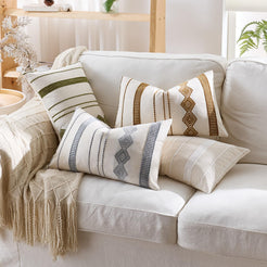 Embroidered Cotton-Blend Pillow Covers - Blue Grey