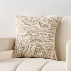 Abstract Marble Chenille Pillow Covers - Beige